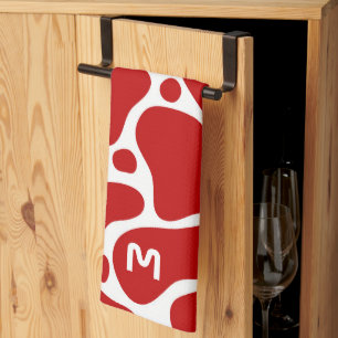 Animal print- red and white giraffe pattern kitchen towel