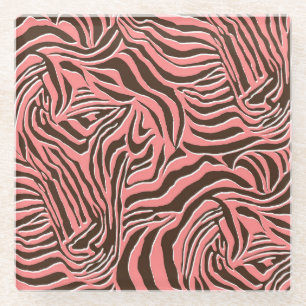 Animal print, seamless zebra pattern. glass coaster
