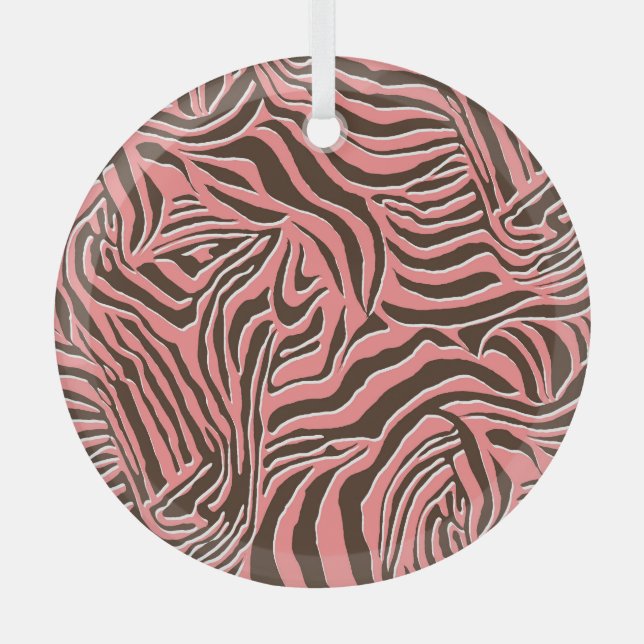 Animal print, seamless zebra pattern. glass ornament (Front)