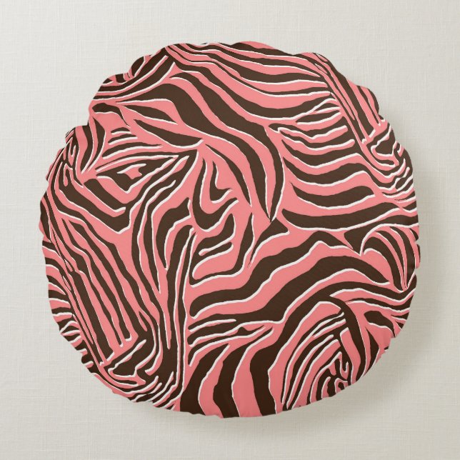 Animal print, seamless zebra pattern. round pillow (Front)