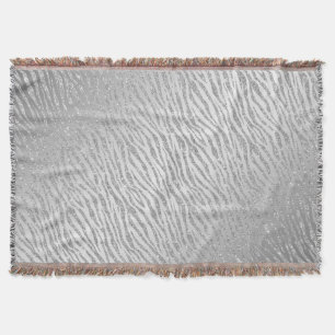 Animal Print Silver Glitter Glam Throw Blanket