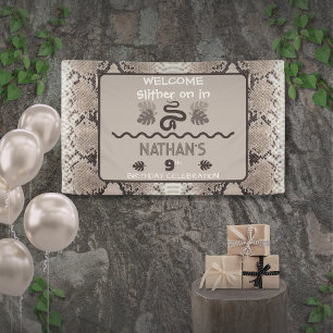 Animal Print Snake Taupe Birthday Banner