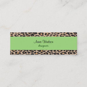 Animal Print, Spotted Leopard - Brown Black Mini Business Card