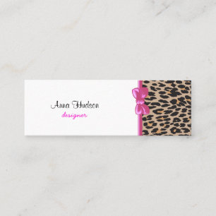 Animal Print, Spotted Leopard - Brown Black Mini Business Card