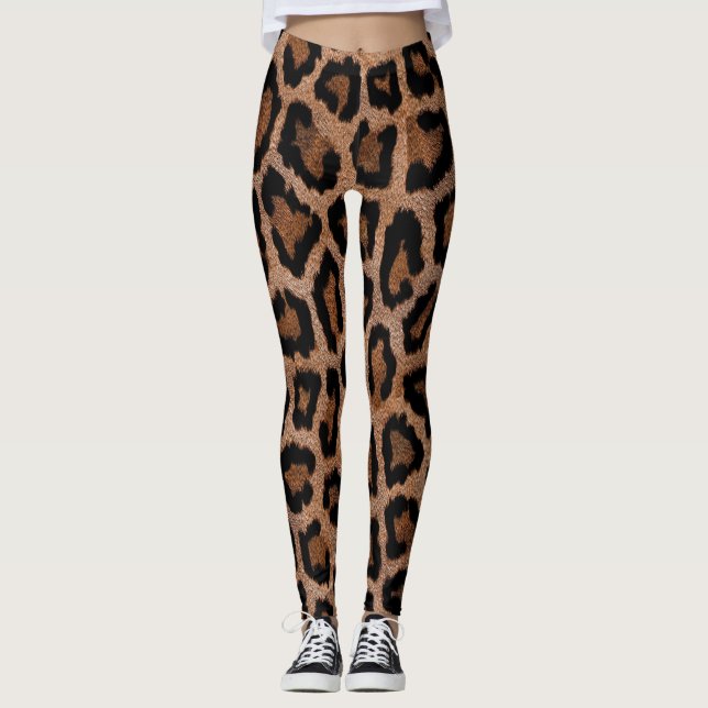 Animal Print Spotted Leopard  Leggings (Front)