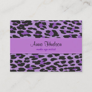 Animal Print, Spotted Leopard - Purple Black Business Card