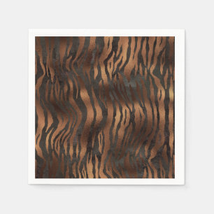Animal Print Tiger Bronze Black Chic Pretty Glam Napkin