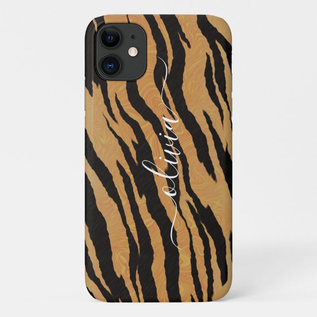 Animal Print, Tiger Personalized Name  Case-Mate iPhone Case (Back)