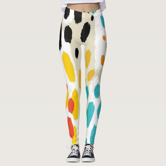 Animal Print Vintage Seamless Pattern Leggings (Front)