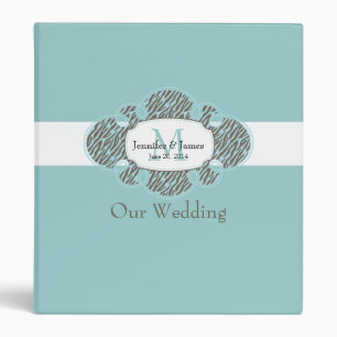 Animal Print Wedding Planner Binder Blue Brown
