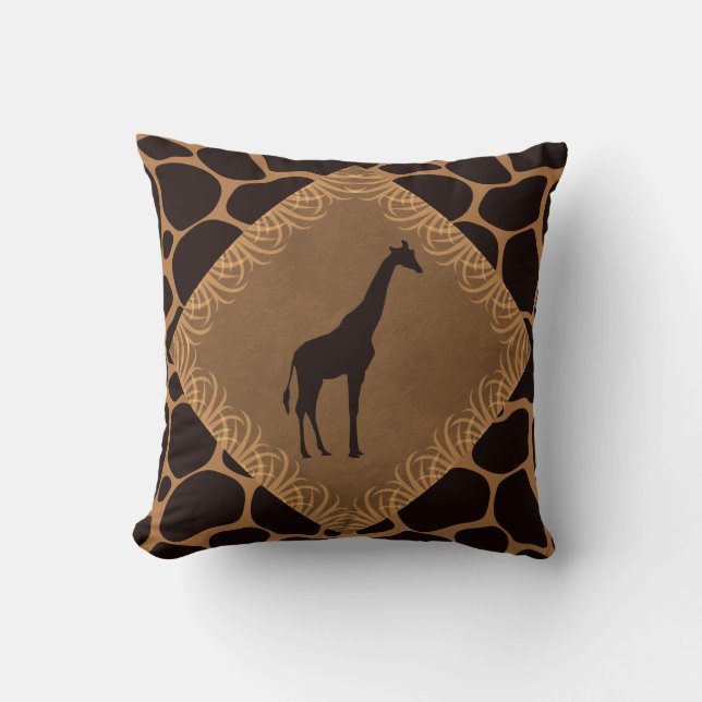 Animal Print with Giraffe Throw Pillow (Front)