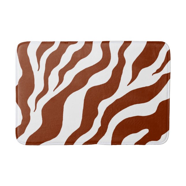 Animal Print Zebra Bath Mat Bathroom Rug (Front)