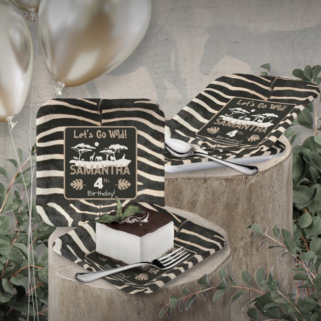 Animal Print Zebra Birthday Paper Plate (Creator Uploaded)