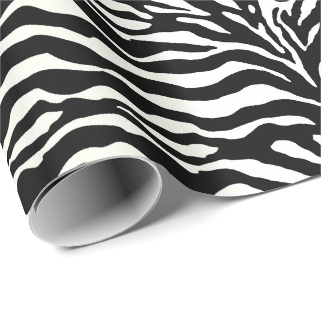 Animal Print, Zebra in Black and White Wrapping Paper (Roll Corner)
