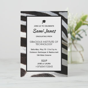 Animal print Zebra Luxury Black White Simple Invitation