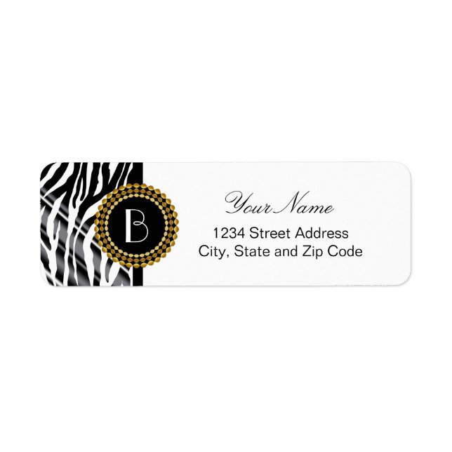 Animal Print Zebra Pattern and Monogram (Front)