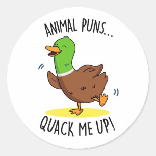 Animal Puns Quack Me Up Funny Duck Pun  Classic Round Sticker