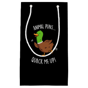 Animal Puns Quack Me Up Funny Duck Pun Dark BG Small Gift Bag