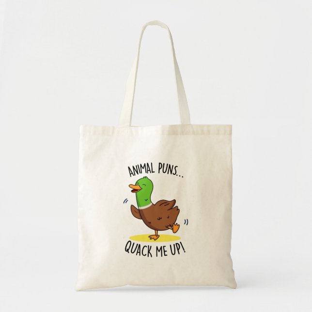 Animal Puns Quack Me Up Funny Duck Pun  Tote Bag (Front)
