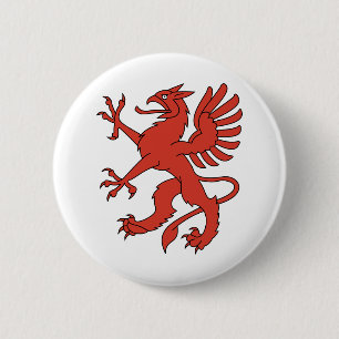 Animal Red Creature Dragon Wings Claws Tongue 2 Inch Round Button