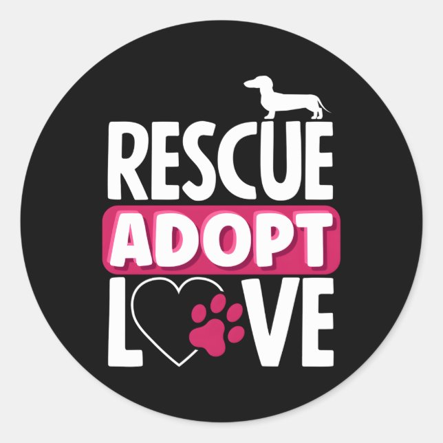 Animal Rescue Adopt Love Pet Adoption Classic Round Sticker (Front)