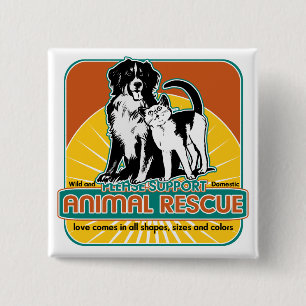 Animal Rescue Dog and Cat 2 Inch Square Button