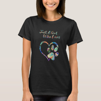 Animal Rescue Dog Paw Print Tie Dye Rainbow Dog L T-Shirt