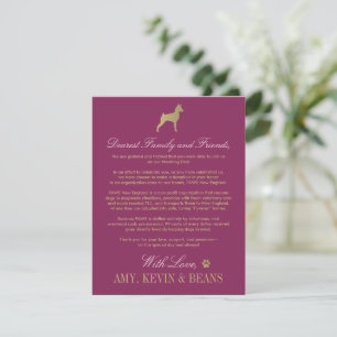 Animal Rescue Donation Burgundy Gold Wedding Invitation