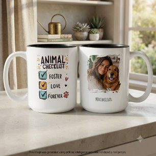 Animal rescue foster pet checklist Two-Tone coffee mug
