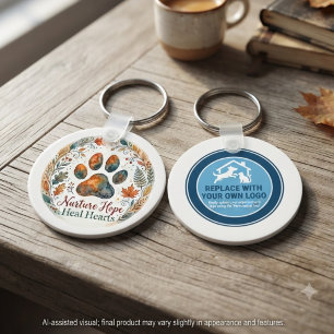 Animal Rescue Fundraiser Autumn Paw Print Keychain