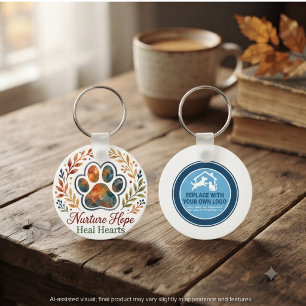 Animal Rescue Fundraiser Autumn Paw Print Tribute Keychain