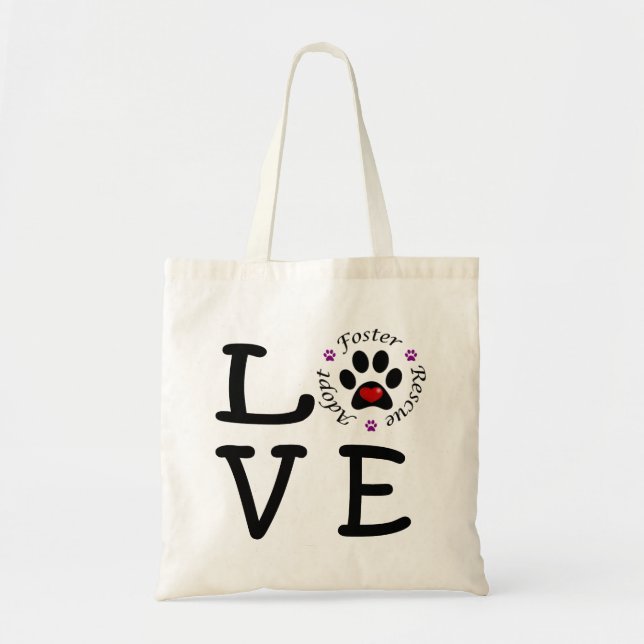 Animal Rescue Love Budget Tote Bag (Front)