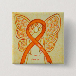 Animal Rescue Orange Awareness Ribbon Angel Pin