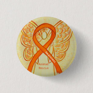 Animal Rescue Orange Awareness Ribbon Angel Pin