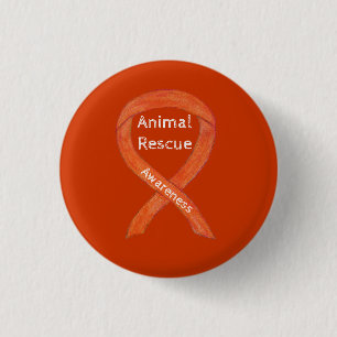 Animal Rescue Orange Awareness Ribbon Custom Pin