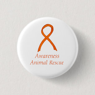 Animal Rescue Orange Awareness Ribbon Custom Pin