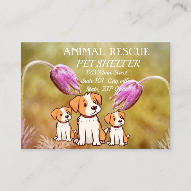 Animal Rescue Pet Shelter Organization Simple Chic Business Card (Front)