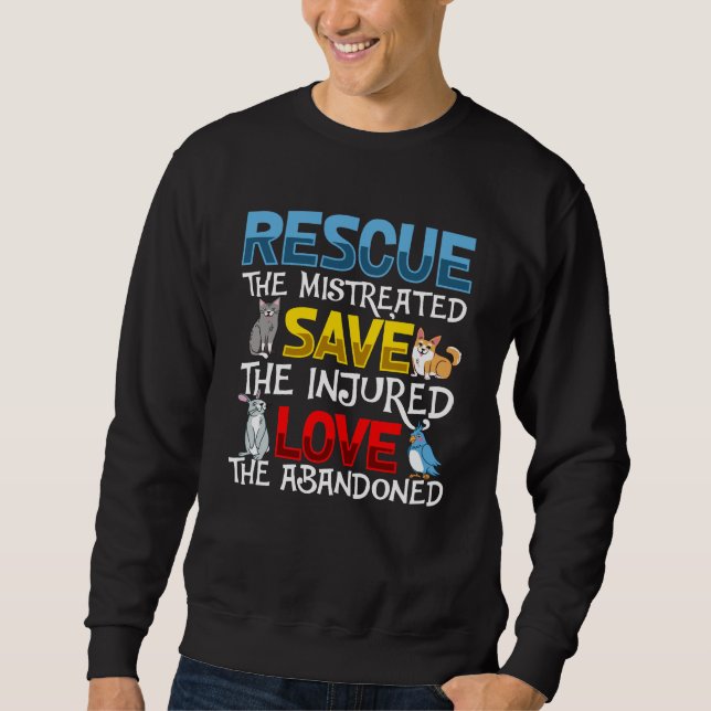 Animal Rescue Support Cute Cat Rabbit Dog Bird Sweatshirt (Front)