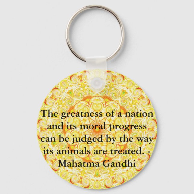 animal rights quote - Mahatma Gandhi Keychain (Front)