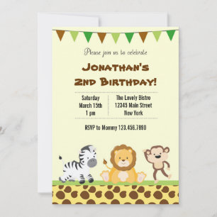 Animal Safari Anniversaire Fête Invitation
