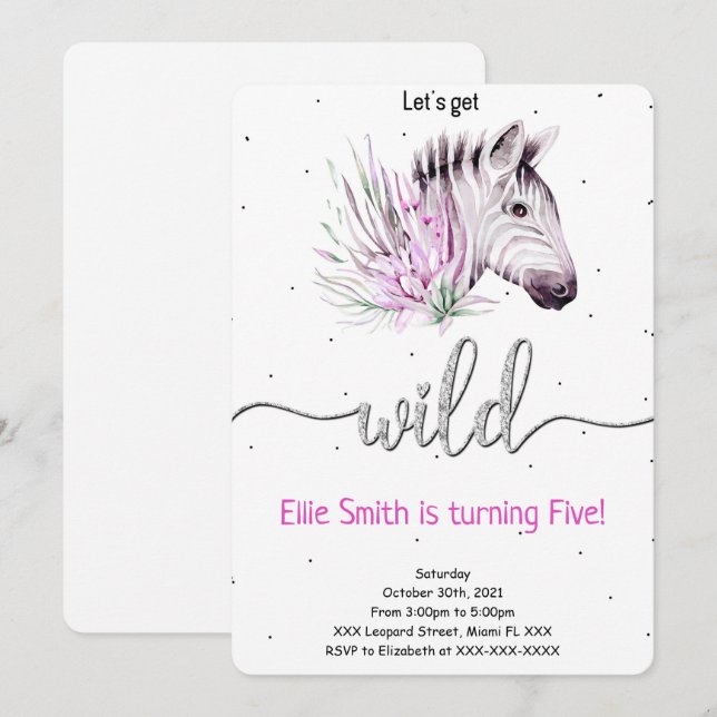 Animal Safari Birthday Invitation (Front/Back)