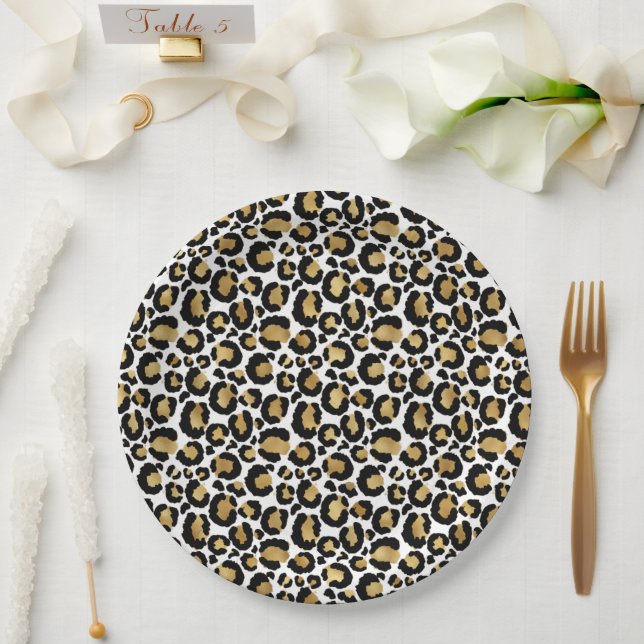 Animal Safari Leopard Print Birthday Paper Plates (Wedding)