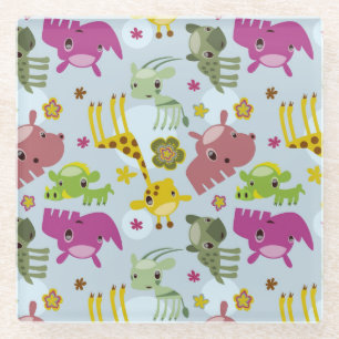 animal safari pattern glass coaster
