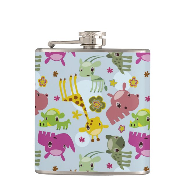 animal safari pattern hip flask (Front)