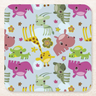 animal safari pattern square paper coaster