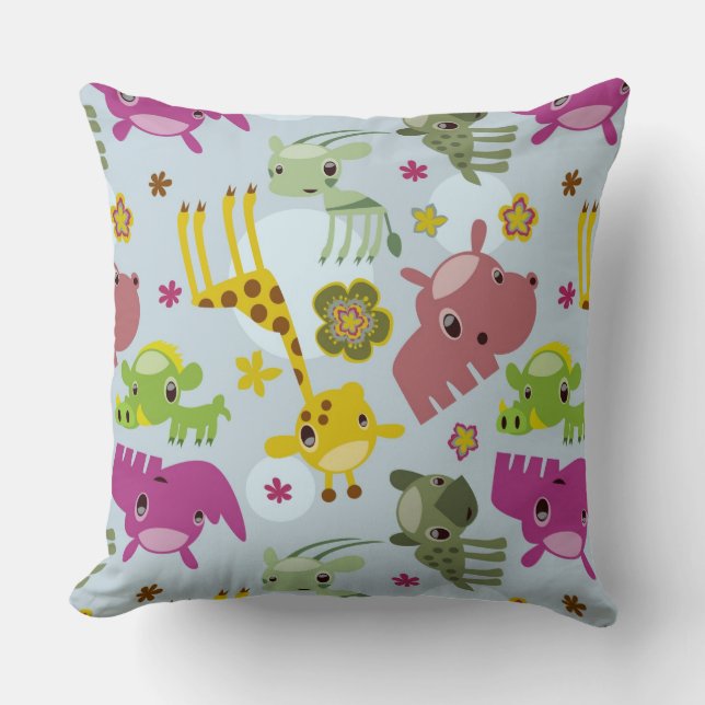 animal safari pattern throw pillow (Front)