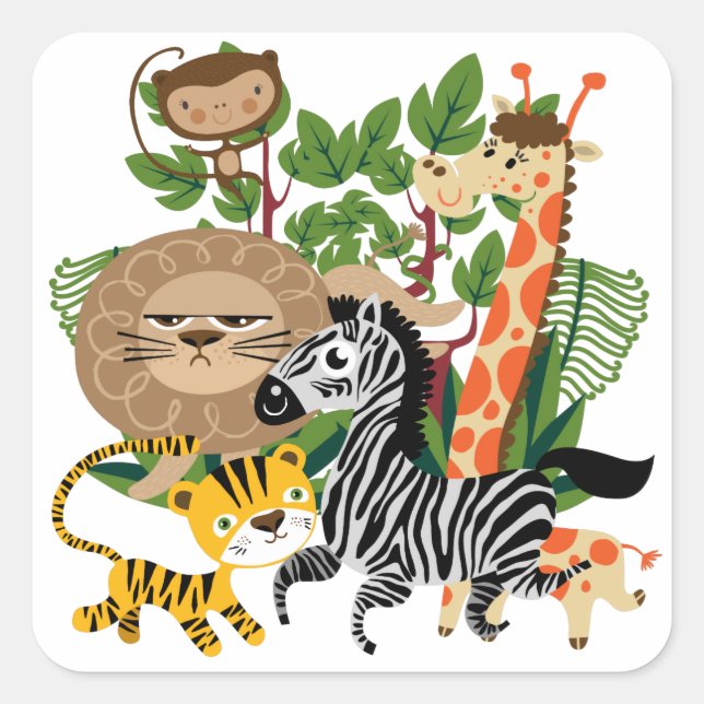 Animal Safari Square Sticker (Front)