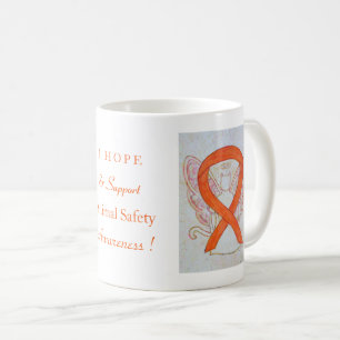 Animal Safety Awareness Ribbon Cat Angel Mugs