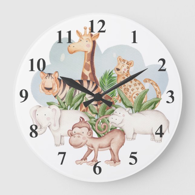 Animal sauvage Avec Arbre Jungle Grande Horloge (Recto)