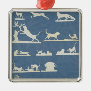 Animal Scenes and Playing Cats Metal Ornament